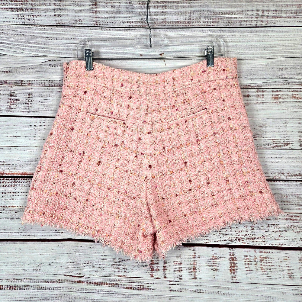 Generation Love Lizzy Tweed Light Pink Shorts L High Rise Fringe Hem Kawaii Twee - Picture 4 of 15